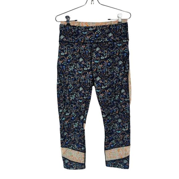Free People Movement Navy Floral Leggings Medium - Picture 5 of 12